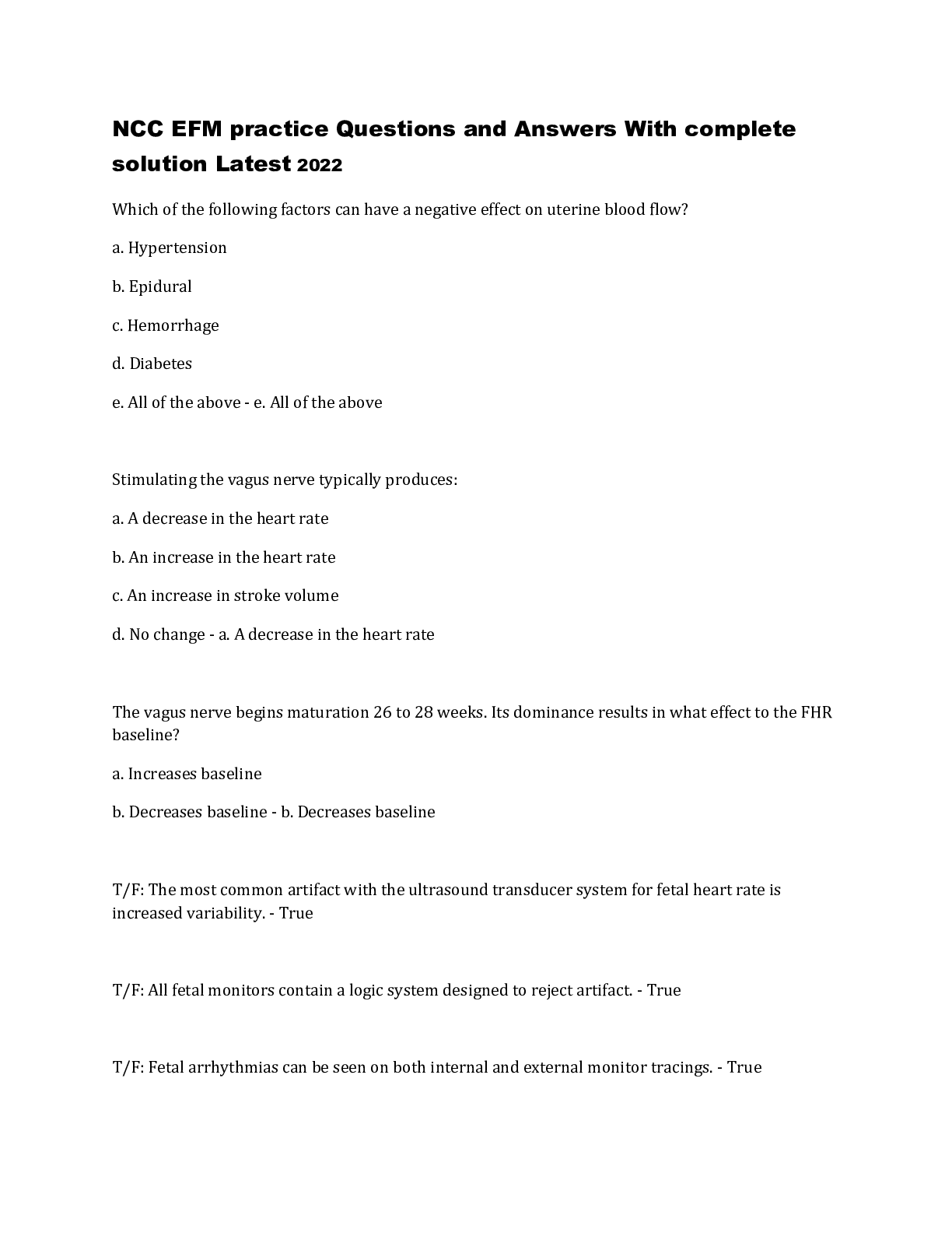 Preview image for NCC EFM practice Questions and Answers With complete solution Latest 2022